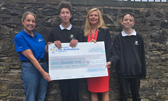 North West Air Ambulance Receive a Cheque from Pupils at Waterloo Lodge School.